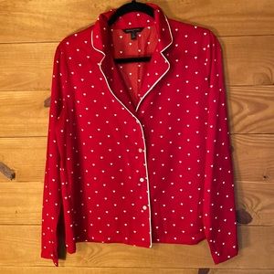 banana republic red heart pj set